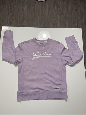 Life Is Good Lavender Pullover Sweatshirt Size M